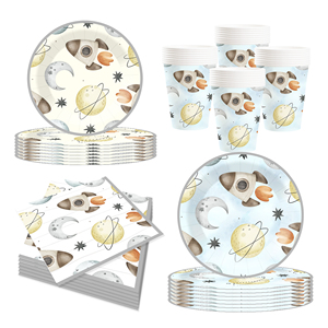 DAMAI Artículos para Fiesta de Cumpleaños Espacial, Platos, Vasos y Servilletas de Papel con Temática Espacial, Decoraciones Desechables para Fiesta Galáctica para 8 Personas - Product Image 3