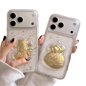 Coque de téléphone transparente antichoc en TPU avec feuille d'or de luxe et protection d'appareil photo pour iPhone 17/16/15/14/13 Pro Max - Product Image 1