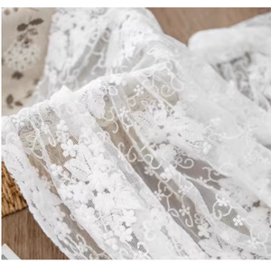 Custom Wedding Dresses Sequin Fabric Three-dimensional Embroidery <strong>White</strong> Lace Soft Mesh <strong>Gauze</strong> for Boys and Girls - Product Image 1