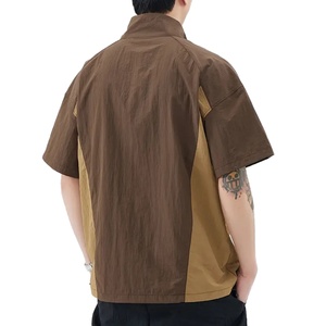 เสื้อยืดทรงบ็อกซี่โอเวอร์ไซส์ คอซิปครึ่งตัว แขนเสื้อแบบดรอปโชว์เดอร์ สไตล์สปอร์ตสตรีทแวร์ สำหรับผู้ชาย คุณภาพสูง พร้อมโลโก้สั่งทำพิเศษ - Product Image 3