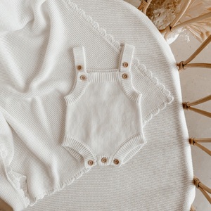 Sữa bé Mini Đan SINGLET Romper ngắn tay áo mùa hè cotton trẻ sơ sinh trang phục đầu tiên nhiếp ảnh Prop - Product Image 1