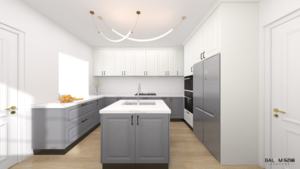 Cuisine en forme de L <span class=keywords><strong>avec</strong></span> îlot <span class=keywords><strong>central</strong></span>: armoires modernes, évier intégré, aménagement ouvert et utilisation de la lumière naturelle - Product Image 4