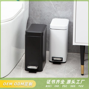 Cubo de Basura Silencioso de Acero Inoxidable con Pedal, Rectangular de 29.2 cm, para Interiores, en Negro, Blanco y Plateado, para Cocina y Baño - Product Image 4