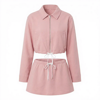 Ensemble décontracté et sportif, veste zippée respirante à col montant, coupe ample, taille haute, avec ceinture et bretelles, longueur au-dessus du genou, vente en gros usine