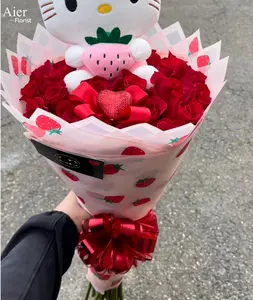 Aierflorist 2024 NOUVEAU 58*58cm fraise Design Marque fleur papier d'emballage floral Papier d'emballage Pour Bouquet