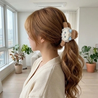 Pince à cheveux personnalisable en forme de donut, motif dessin animé, en peluche coréenne mignonne, faite à la main, de haute qualité pour femme