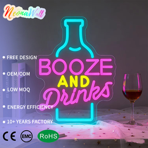 Neonawall BOOZE & Drinks Enseigne néon LED alimentée par USB, lumière murale à intensité variable pour <span class=keywords><strong>la</strong></span> décoration murale de <span class=keywords><strong>la</strong></span> maison, du bar, du club, de <span class=keywords><strong>la</strong></span> fête de mariage, cadeau - Product Image 1