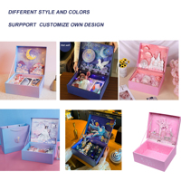 Personnalisé exquis dessin animé tridimensionnel bleu cosmétiques Souvenir emballage boîte-cadeau avec son propre logo