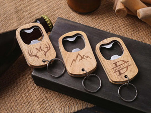 Wood Eco-Friendly Bottle Opener Keychain Personalized Engraved Monogram Letterpress Printed Portable Wooden <b>Keyring</b> Gift for <b>Men</b> - Product Image 5