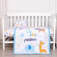 Parure de lit pour bébé, ensemble de literie doux en coton imprimé en 3D, style dessin animé, éléphant, cerf, pour lit de bébé