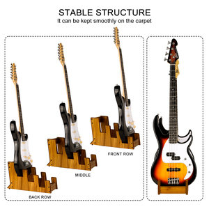 Supporto per Chitarre Multipli a 3 Posti in Legno, Espositore per Palco, Marca DEDO, in Noce Nero Ecologico, per <span class=keywords><strong>Chitarra</strong></span> Elettrica e Basso MA-32B - Product Image 3