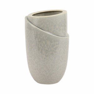 Vaso in Ceramica Moderno Arrotondato con Dettaglio a Bordo Stratificato per Esposizione Decorativa in Soggiorno - Product Image 3