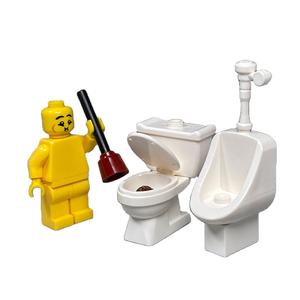 Juguete de Construcción de Bloques Pequeños Moc, Inodoro, Urinario, Lavabo, Accesorios <span class=keywords><strong>para</strong></span> Baño Público - Product Image 2