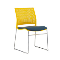 Chaise de conférence moderne en plastique à dossier moyen avec pieds en métal pour bureau, école, salle de classe et salle de réunion