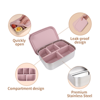 Portable Anti-Fuite En Acier Inoxydable Enfants Boîte À Lunch Micro-ondes Coffre-fort Détachable Compartiments Réglables Toddler Boîte À Lunch