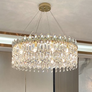 高級ゴールド K9 クリスタルシャンデリア LED モダンペンダント照明器具ホテルの階段結婚式の装飾寝室ダイニングルーム用 - Product Image 1