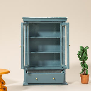 Gabinete de almacenamiento de vidrio de doble puerta blanco moderno Simple escala de alta calidad 1:12 accesorios de casa de muñecas de madera en miniatura para casa de muñecas - Product Image 4