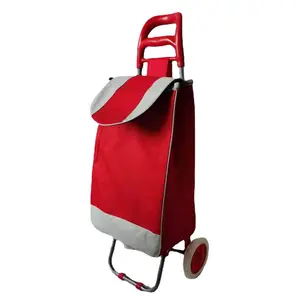 Gran oferta, carrito de compras plegable para el hogar, con bolsa de tela para comestibles