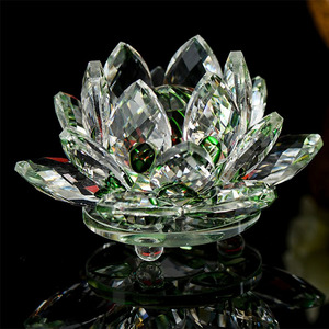 Artigianato floreale fermacarte in vetro Fengshui ornamenti figurine casa decorazioni per feste di nozze regali Souvenir Crystal Lotus - Product Image 4