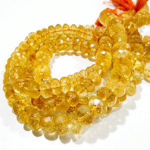 Perles de citrine naturelle facettées rondes de 9 à 10 mm, brin de 8 pouces de long - Product Image 1