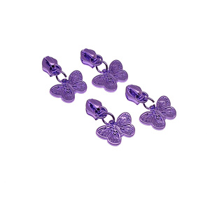 Venta al por Mayor Personalizada 5 #   Tirador de Cremallera de Nailon con Forma de Mariposa Morada para Bolsos y Carteras - Product Image 5