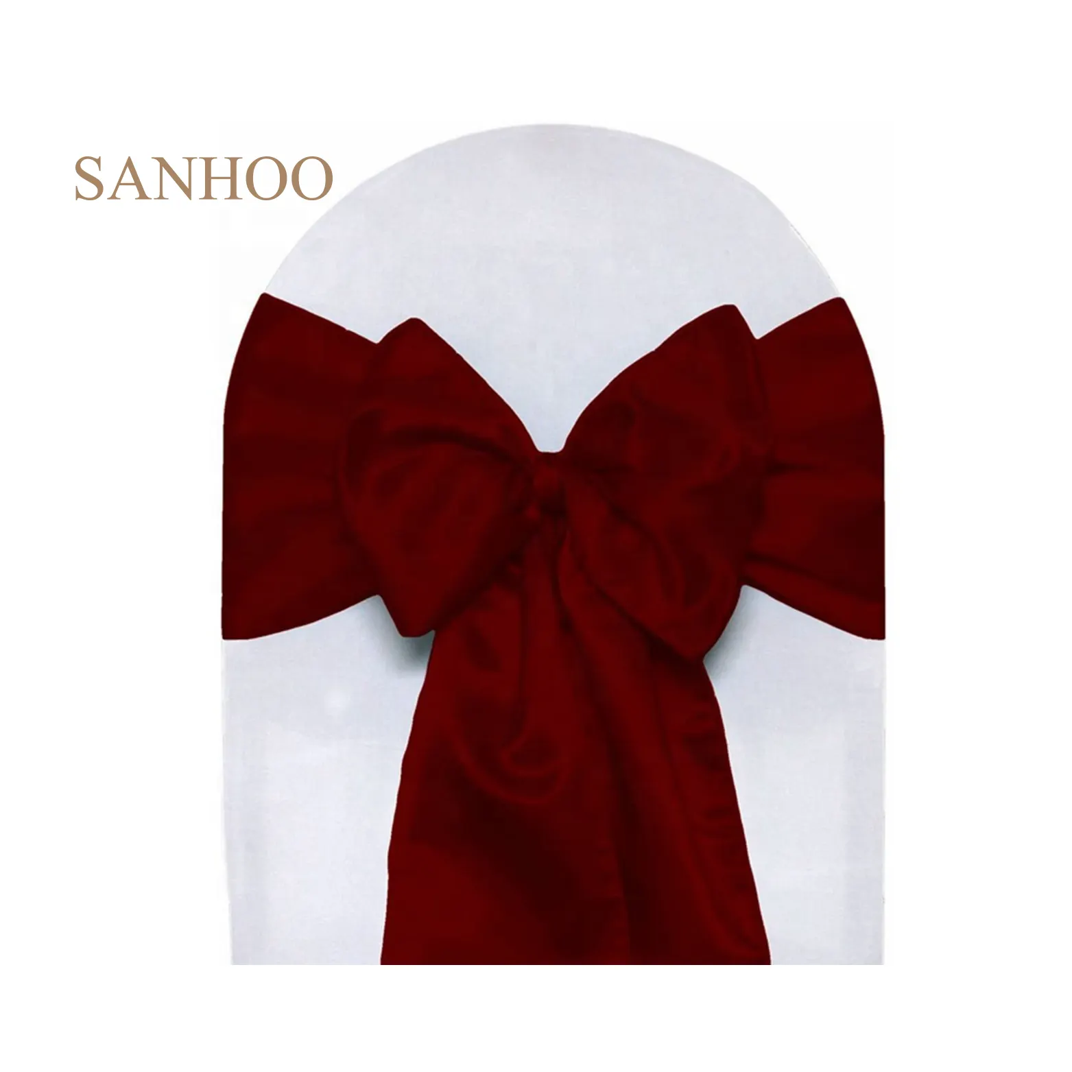 SANHOO Elastic Spandex Red Bow Knot Chair Covers Sashes Stretch Chair Bands For Wedding