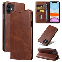 Étui portefeuille en cuir PU pour iPhone 11 - Housse avec support de téléphone, fentes pour cartes, fermeture magnétique et coque antichoc