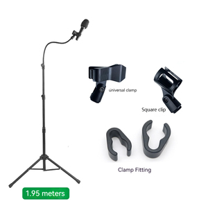 ライトとマイクを備えたテーブルマイクと電話用の拡張可能な機能を備えたプロフェッショナル三脚スタンド - Product Image 1