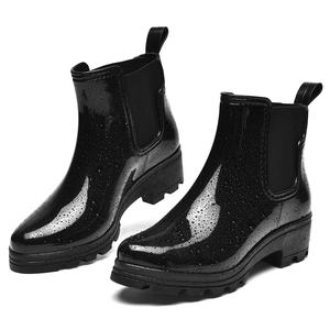 YL8558 haute qualité noir léger en gros imperméable à l'eau mode dames femmes PVC cheville chaussures de pluie bottes - Product Image 4