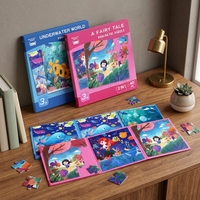 Livre de puzzles magnétiques pour enfants, conte de fées, monde sous-marin, 2 en 1, 40 pièces, en bois, découpe laser, non toxique, finition mate, boîte cadeau, OEM