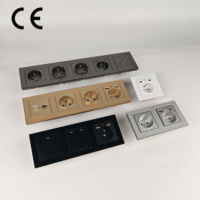 Prise murale modulaire avec chargeur USB Type C, panneau en verre trempé, interrupteur lumineux de nuit, norme européenne, type E