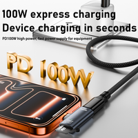 Adaptateur de charge rapide 2-en-1 avec lecteur de carte TF et convertisseur USB-C mâle vers Type-C femelle PD 100W pour téléphone, tablette et ordinateur portable avec emplacement pour clé