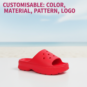 Sandales compensées rouges légères et tendance pour <span class=keywords><strong>femme</strong></span>, idéales printemps-été, avec semelle épaisse personnalisable et antidérapante – Conception gratuite - Product Image 1
