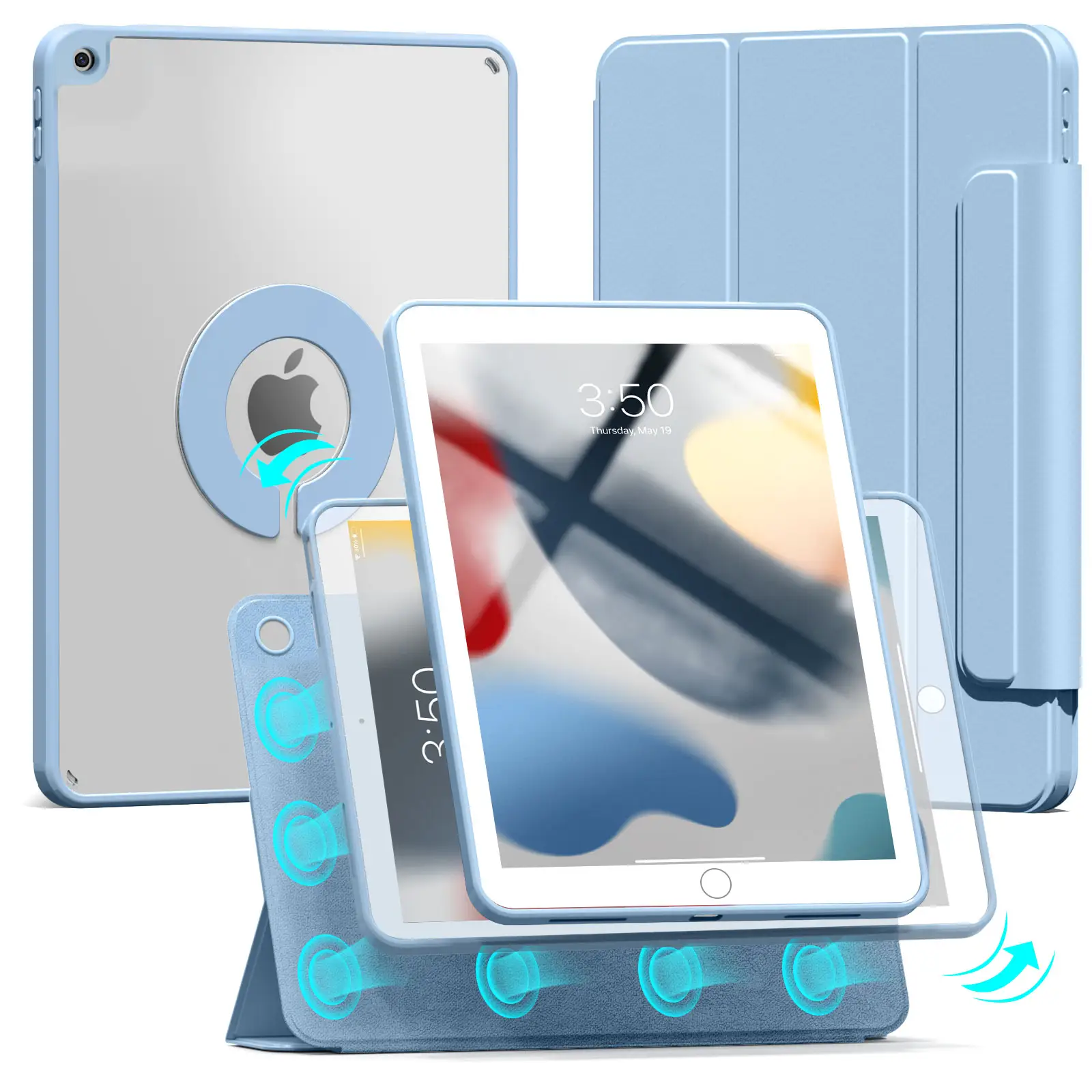 Xoay Chân đế thiết kế PC Tablet Ipad trường hợp với chủ bút chì có thể gập lại đứng dây đeo vai cho iPad không khí 4 iPad Pro 11