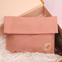 Enveloppe en coton et lin avec logo personnalisé de haute qualité peigne cosmétique pochette à parfum rabat en coton de luxe emballage de maquillage sac à poussière cadeau