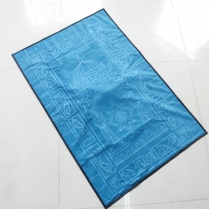 Alfombra de oración musulmana plegable, impresa, de terciopelo holandés, con cremallera, tapete antideslizante cruzado. - Product Image 1