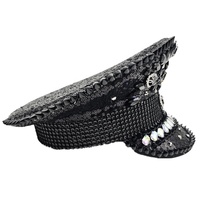 Chapeaux de Capitaine pour Femmes, Accessoire Décoratif en Strass, Casquettes de Fête pour Festivals et Burning Man, Coiffes Artisanales Bling Diamant