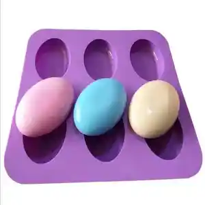 Хит продаж, пищевые гибкие 6 полостей овальной формы 3D силиконовые мыльные формы ручной работы для изготовления мыла