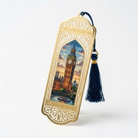 Marque-page métallique creux, design Big Ben de Londres, impression UV couleur intégrale, ne se décolore pas, marque-page en laiton, cadeaux promotionnels, marque-page en métal