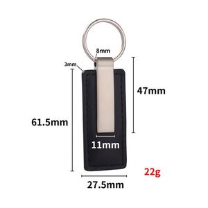 Porte-clés en alliage de zinc personnalisé en gros, gravé au laser, carré, vierge, en métal et cuir, pour votre propre logo d'entreprise - Product Image 2