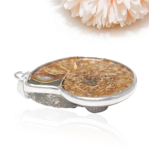 Vente en gros pendentif en forme d'escargot en pierre naturelle pendentif en coquille de conque d'océan pour femmes hommes collier en spirale d'ammonite - Product Image 5