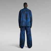 Vêtements blancs de Guangzhou ensembles de chemises en jean boxy pour hommes manteau et costume baggy délavés 2 pièces pour hommes vente en gros