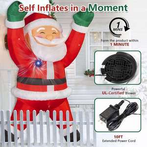 Décorations de Noël gonflables d'extérieur de 1,80 m : Père Noël suspendu avec sac cadeau - Product Image 4