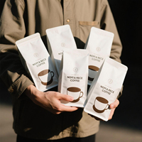 Sachets de café en papier kraft à fond plat écologiques, imprimés sur mesure avec valve, 500g 1kg