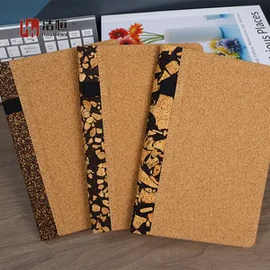 Promotion High Quality Custom Leather Eco-friendly Notebook Wheat Straw Pen Coffee Stitch Cork Cover Recycled Journal Notebook