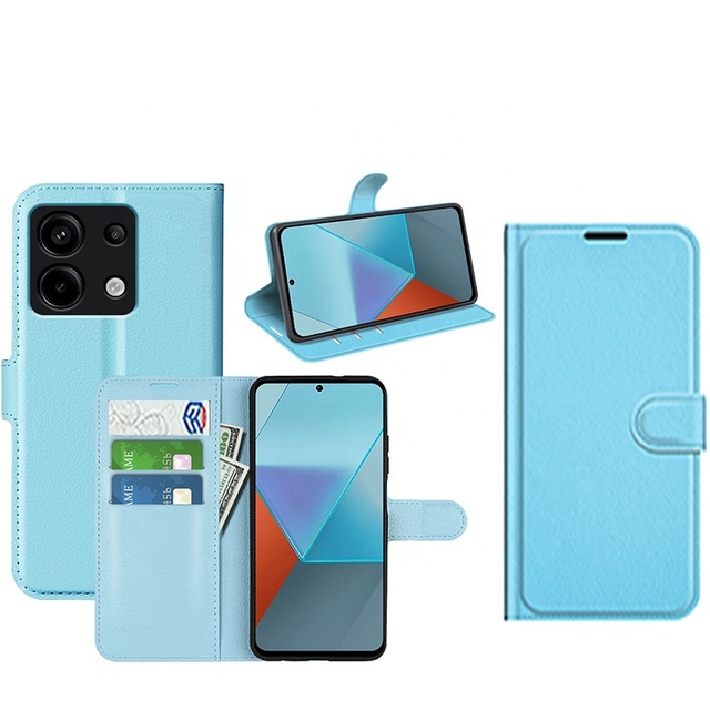 For Redmi Note 10 13 17 Pro Plus Max 5G Lichi Grain Folio Pu Leather Wallet Flip Cover Case