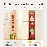 Étagère de rangement rectangulaire en métal pour espaces étroits, multi-niveaux, coulissante latérale pour réfrigérateur, ultra-étroite, pour outils de salle de bain