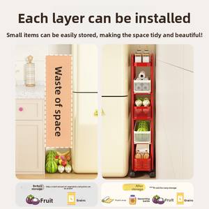 Étagère de rangement rectangulaire en métal pour espaces étroits, multi-niveaux, coulissante latérale pour réfrigérateur, ultra-étroite, pour outils de salle de bain - Product Image 2