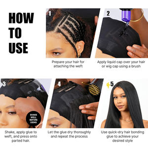 Colle de fixation pour extensions de <span class=keywords><strong>cheveux</strong></span> tissés noire, forte tenue, 60 ml, séchage rapide, transparente - Product Image 5