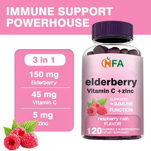 Gummies de sureau les plus vendues avec vitamine C et zinc pour soutenir la fonction immunitaire, saveur Framboise, 120 gummies - Product Image 6